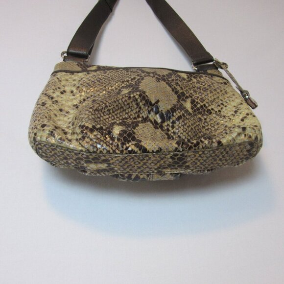 Brighton Zoe Python Patent Leather Snakeskin Crossbody Purse Pockets Card Holder - Picture 4 of 6
